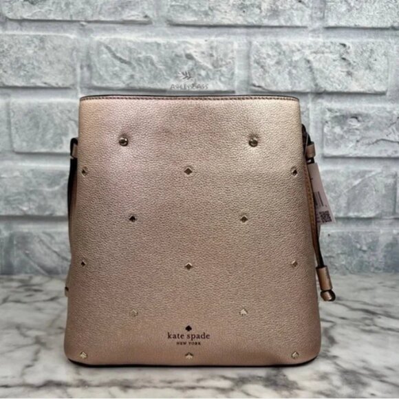 Kate Spade - Marti Small Studded Bucket - Shoulder Bag & Crossbody in Golden Pea - Picture 2 of 13